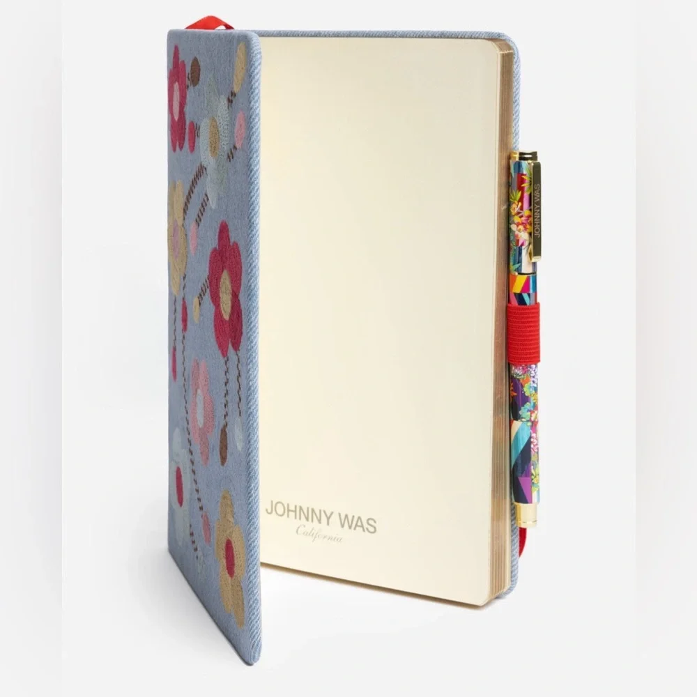Johnny Was Floral‎ Embroidered Denim Notebook